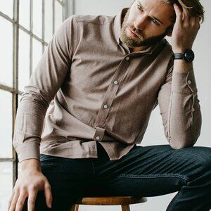 Alynn Brown Chambray Slightly Brushed Classic Fit Shirt